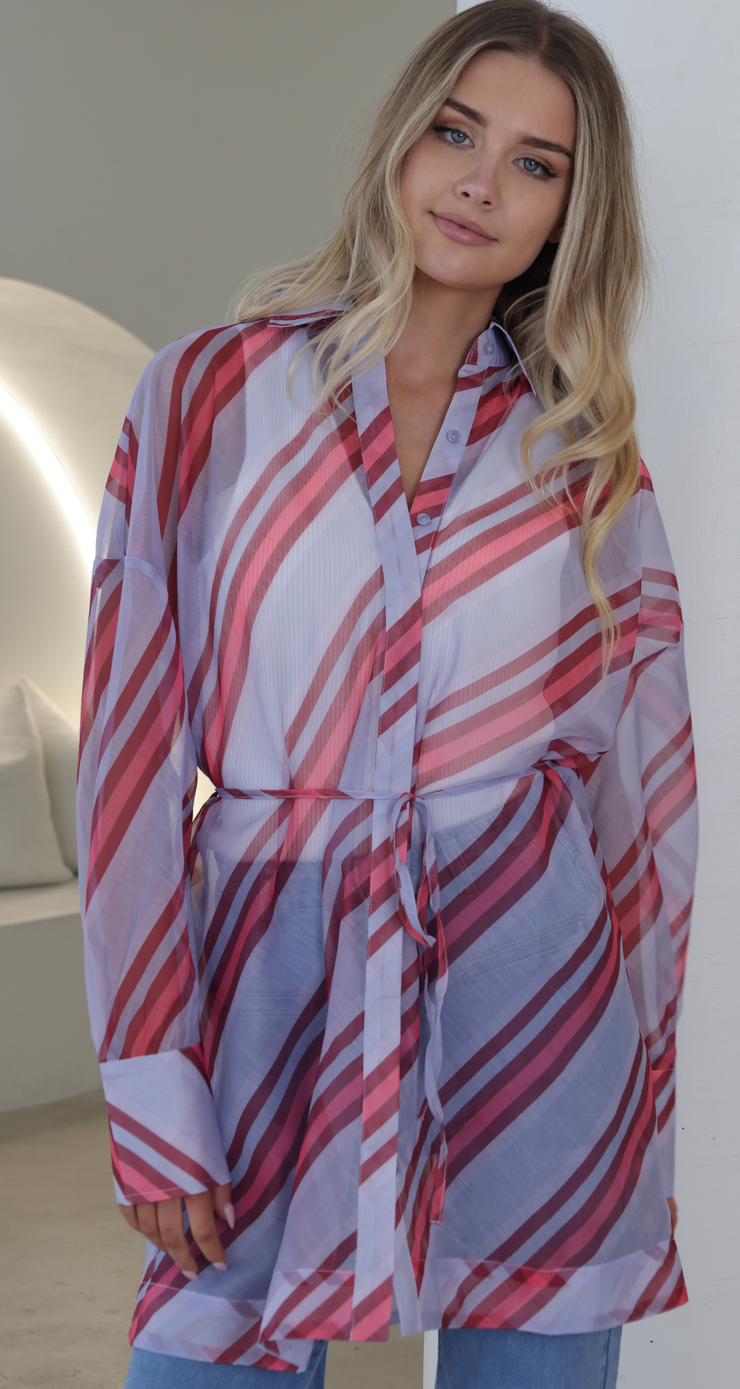 Saskia Organza Stripe Shirt - Stripe
