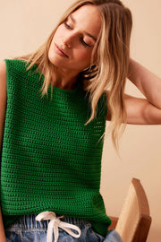 Ceres Life - Margot Mesh Knit Tank - Kelly Green