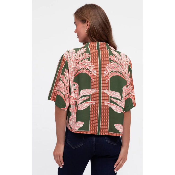Amber Boxy Shirt - Khaki/Tangerine