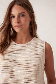 Ceres Life - Margot Mesh Knit Tank - Ecru