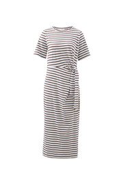 Ceres Life - Allora Tie Midi Tee Dress - Choc Stripe