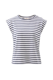 Ceres Life - Extend Shoulder Tee - White/French Navy Stripe