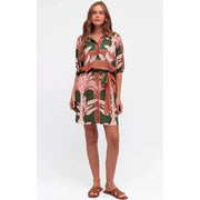 Pia Shirt Dress - Khaki/Rust