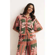 Amber Boxy Shirt - Khaki/Tangerine