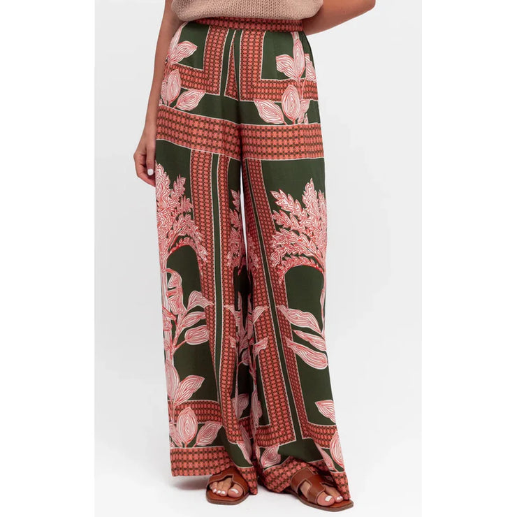 Little Lies - Perry Wide Leg Pant - Khaki/Tangerine