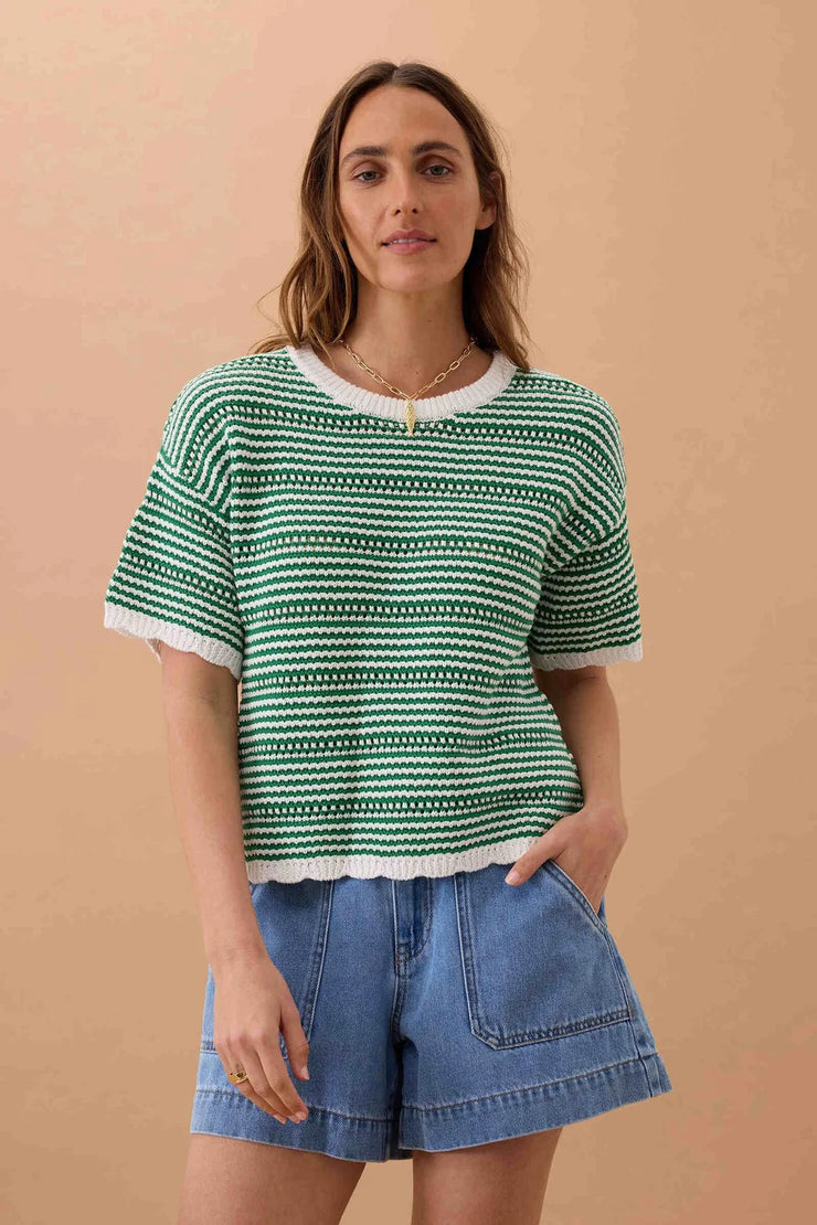Ceres Life - Nina Boxy Knit Tee - Kelly Green