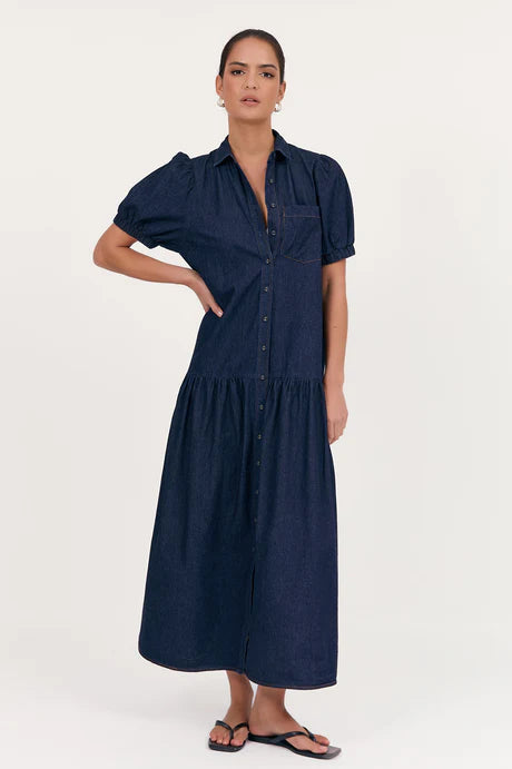 Daniela Light Weight Denim Maxi - Dark Denim