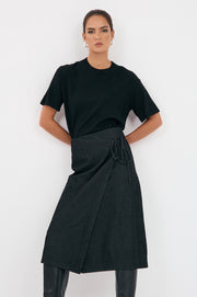 Elka Lightweight Denim Skirt - Black Wash