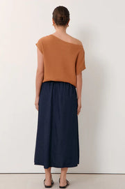 Angelina Light Weight Denim Midi Skirt - Dark Denim