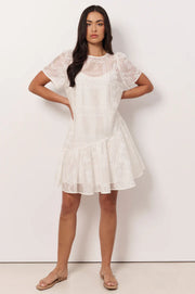 Mirelle Asymmetric Frill Short Dress - White