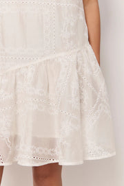Mirelle Asymmetric Frill Short Dress - White