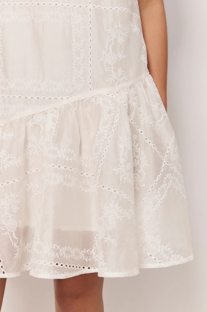 Mirelle Asymmetric Frill Short Dress - White