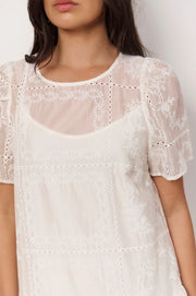 Mirelle Asymmetric Frill Short Dress - White