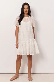 Mirelle Asymmetric Frill Short Dress - White