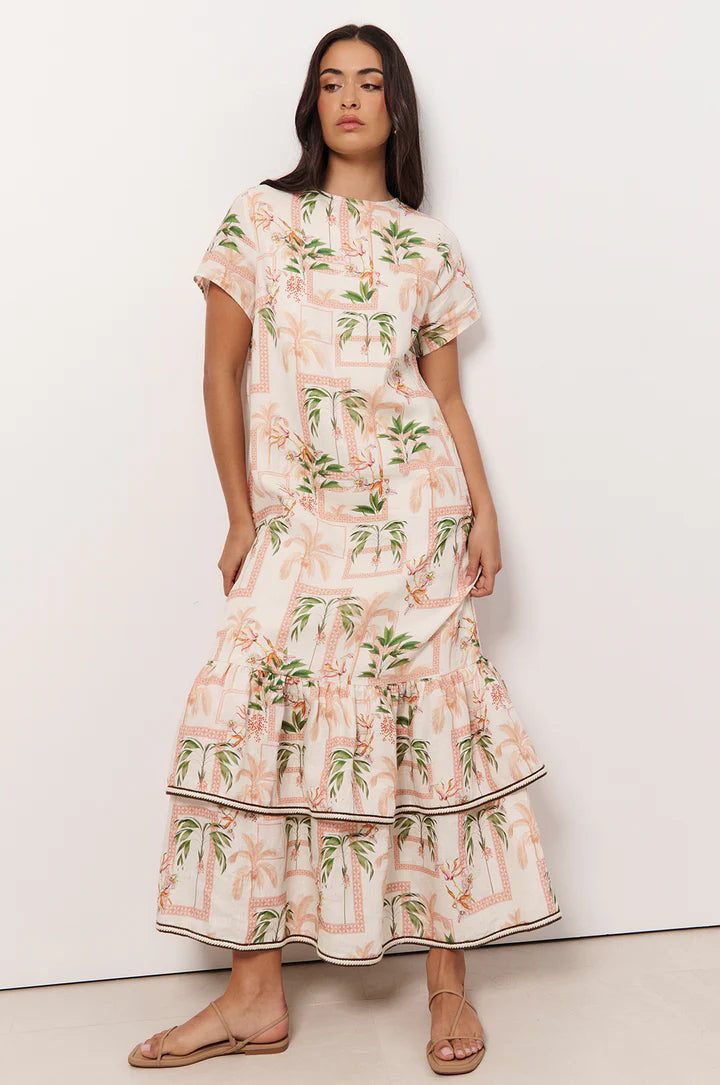 Rio Linen Maxi Dress - Print