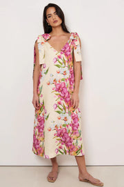 Hallie Tie Shoulder Linen Dress - Floral