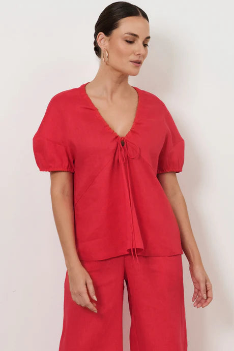 Maura Tie Detail Top - Red