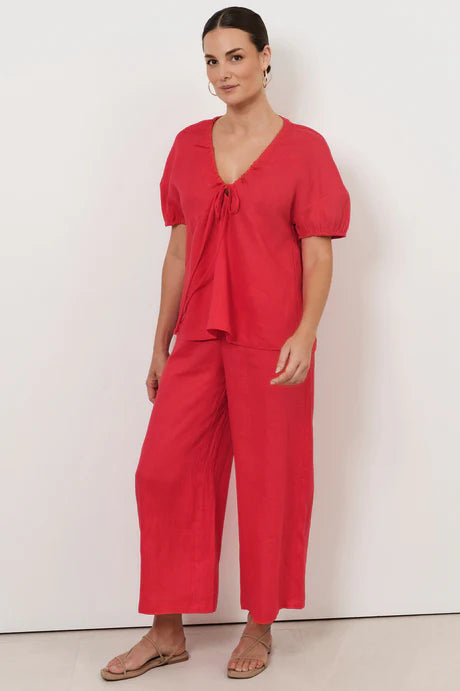 Maura Tie Detail Top - Red
