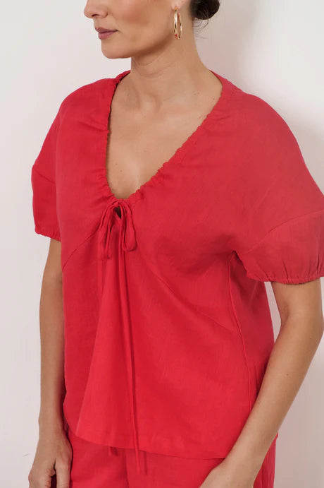 Maura Tie Detail Top - Red