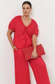 Maura Tie Detail Top - Red
