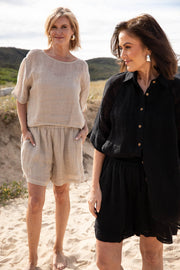 Olivia Linen Top - Natural