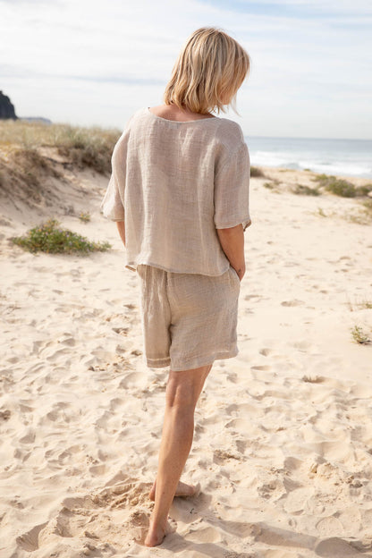 Olivia Linen Top - Natural