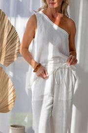 Fundamental Linen One Shoulder Top - White
