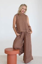 Nadia Linen Top - Clay