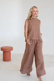 Nadia Linen Top - Clay