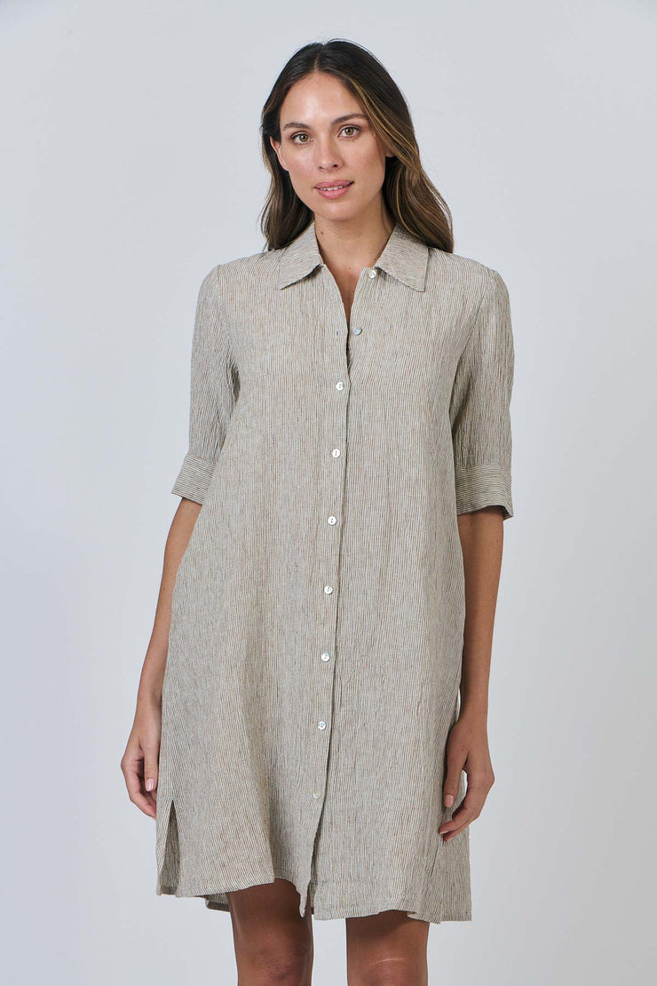 Zoe Stripe Dress - Natural