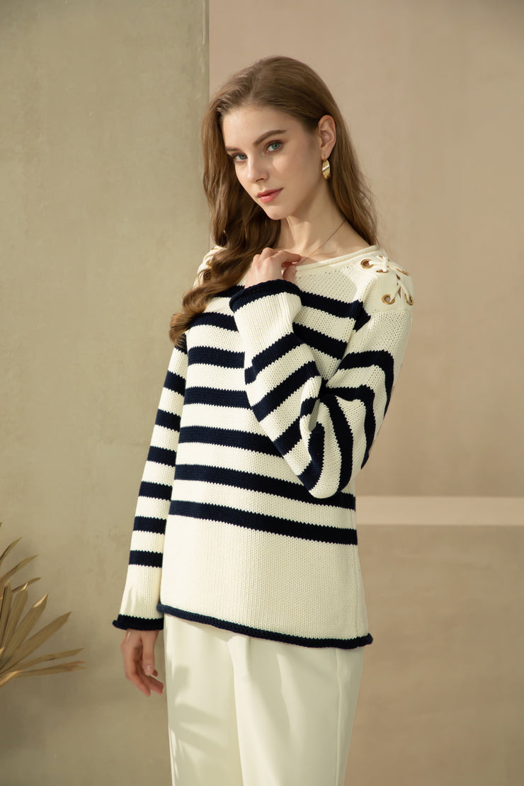 GDS - Saylor Cotton Knit Jumper - Navy/Soft White