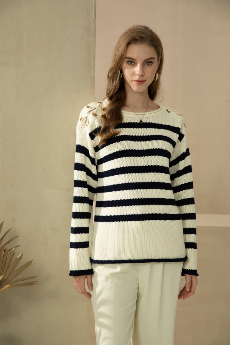 GDS - Saylor Cotton Knit Jumper - Navy/Soft White