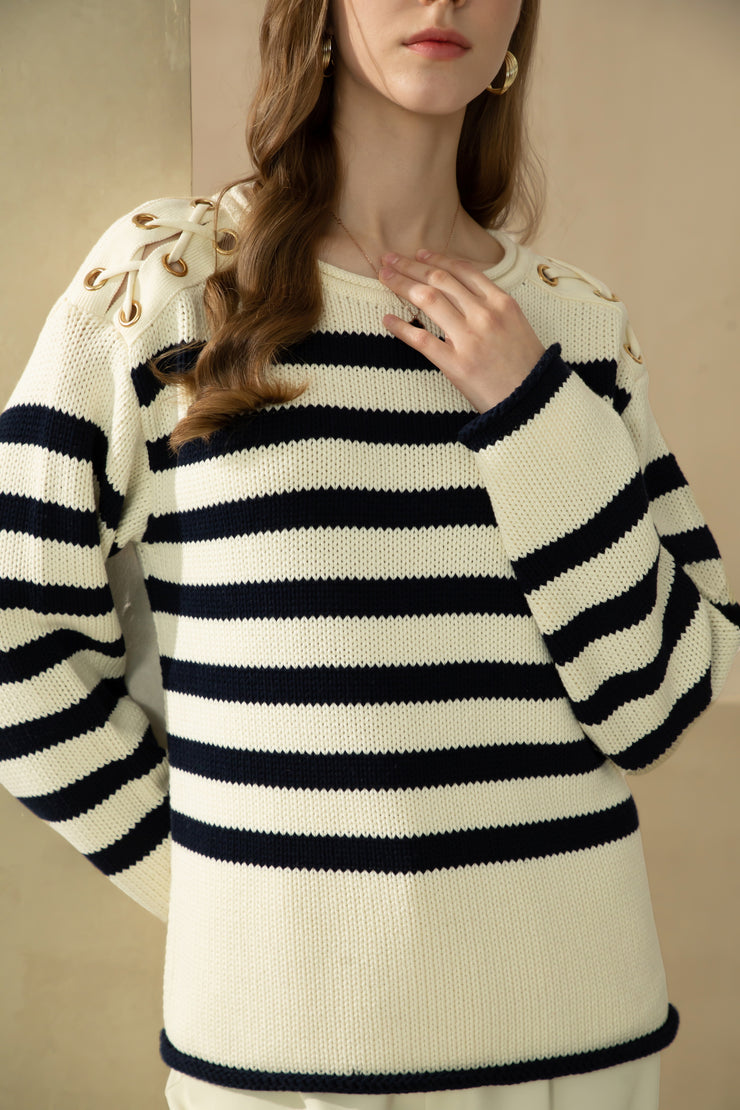 GDS - Saylor Cotton Knit Jumper - Navy/Soft White