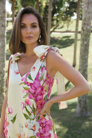 Hallie Tie Shoulder Linen Dress - Floral