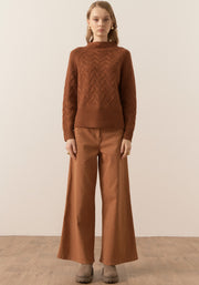 POL - Bennett Lurex Cable Knit - Toffee