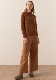 POL - Bennett Lurex Cable Knit - Toffee