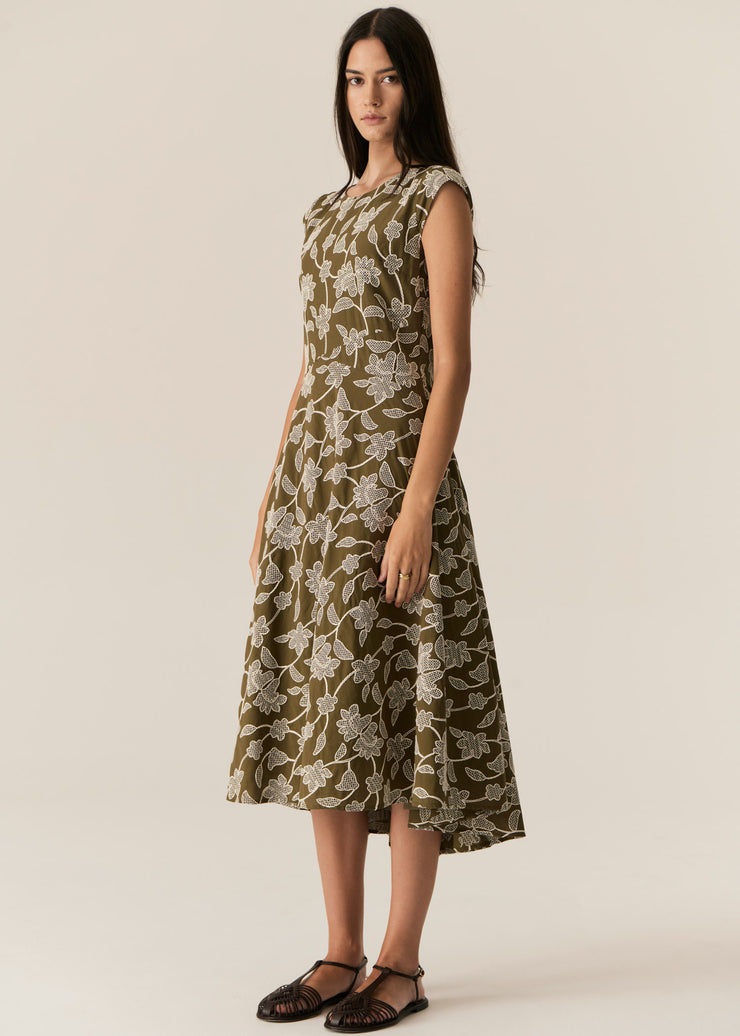 POL - Hugo Dress - Khaki Embroidery