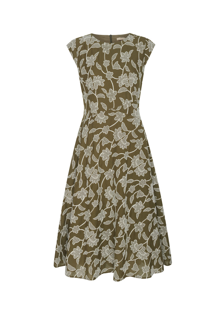 POL - Hugo Dress - Khaki Embroidery
