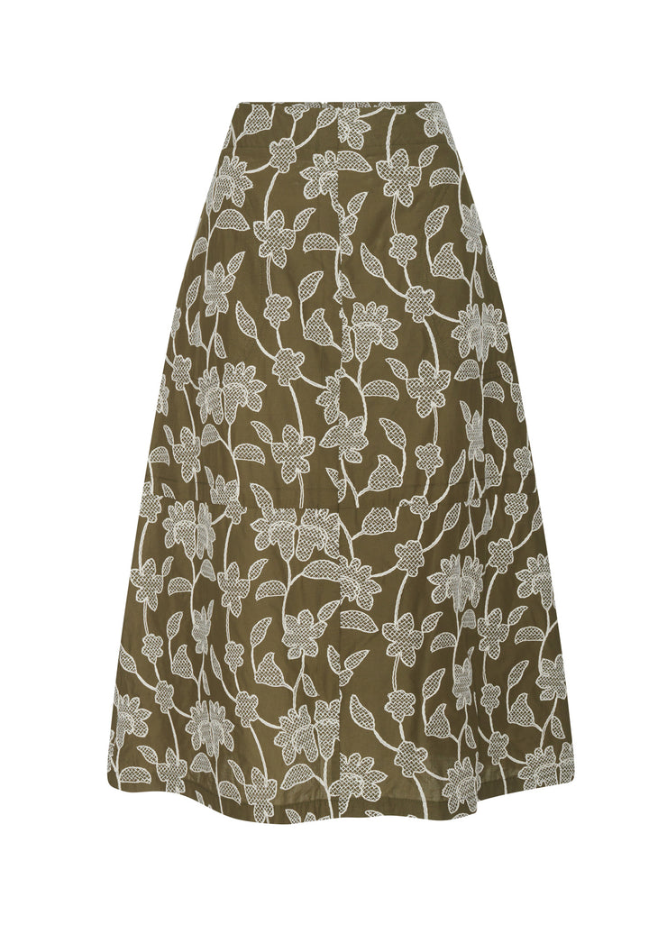 POL - Hugo Skirt - Khaki Embroidery
