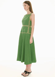 POL - Marlin Raffia Trim Dress - Green