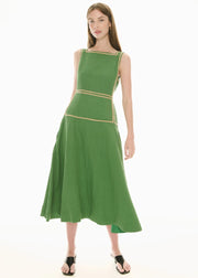 POL - Marlin Raffia Trim Dress - Green
