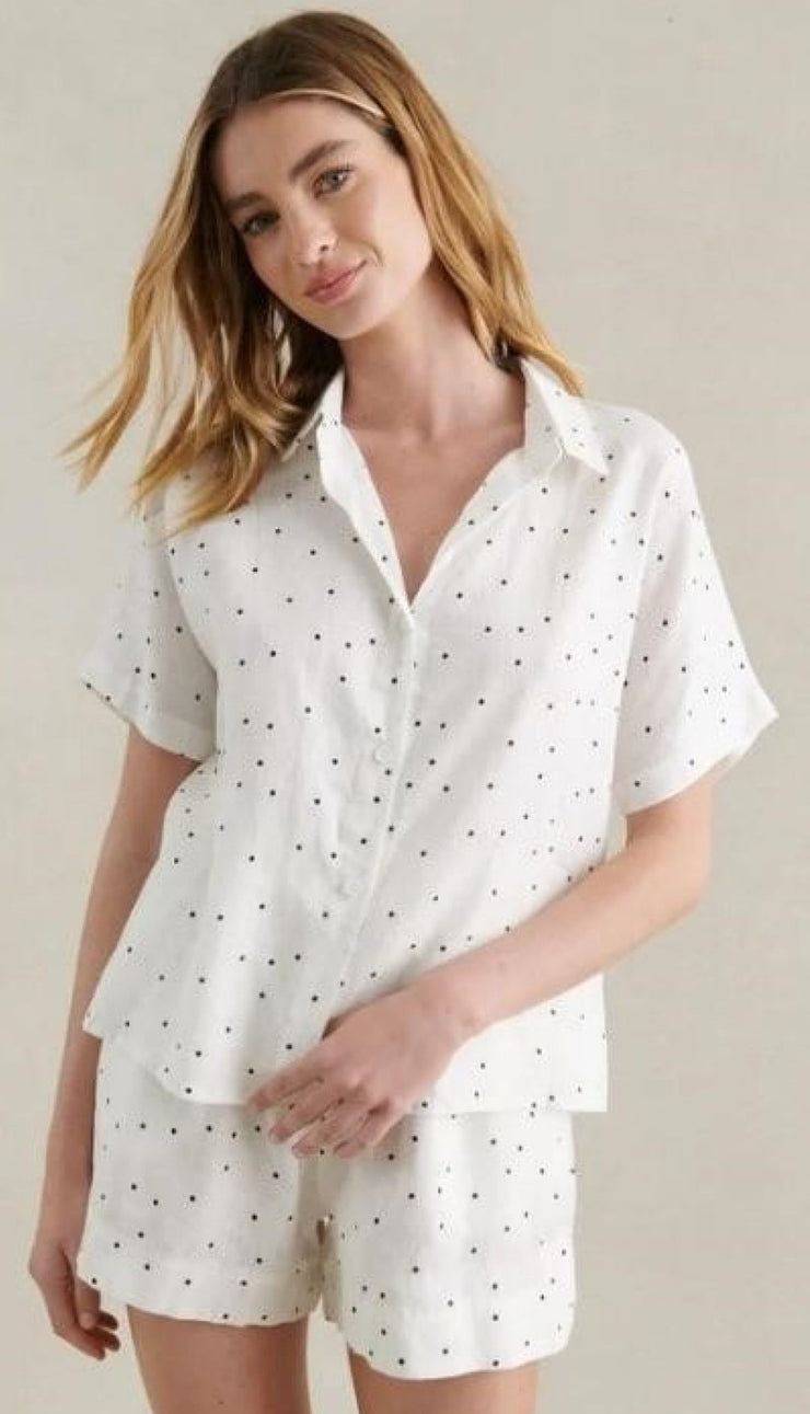 Little Lies - Polka Dot Shirt - White/Black