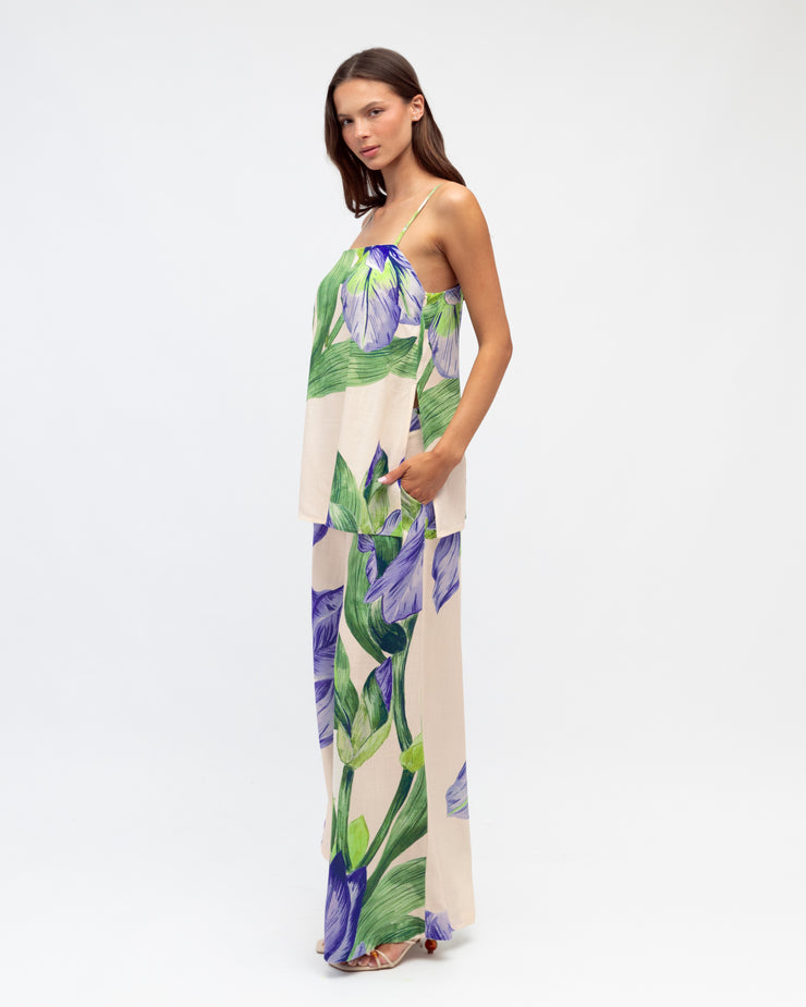 Sweet Iris Wide Leg Pant - Iris Print