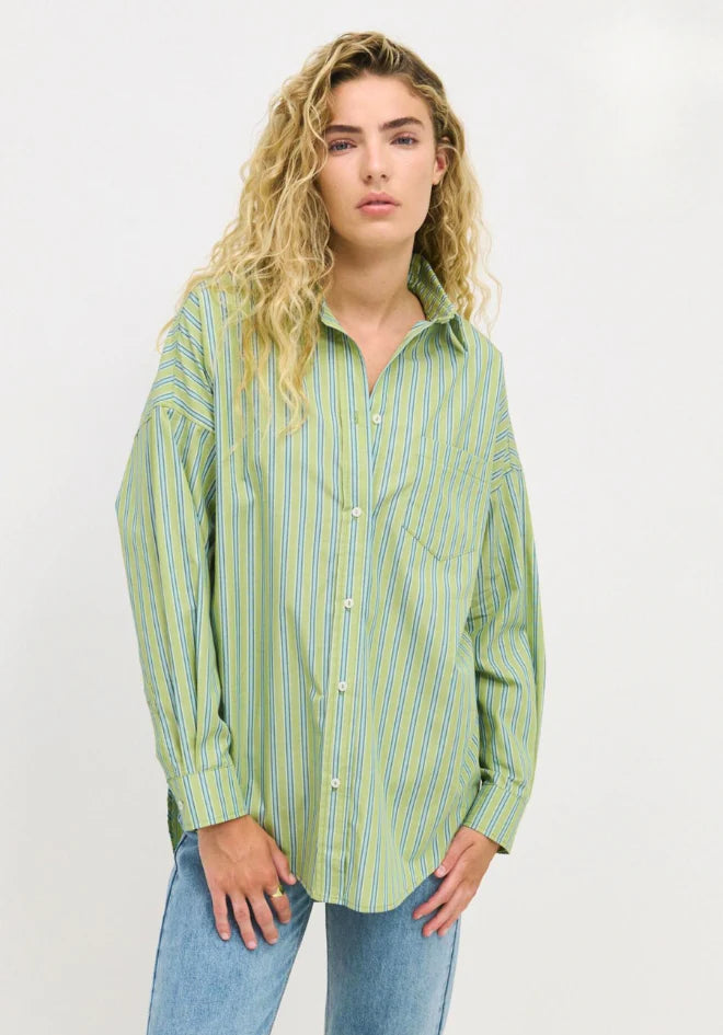 Little Lies - Molly Shirt - Fern/Blue Stripe
