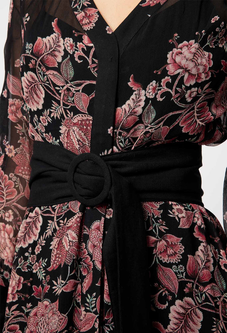 Once Was - Jolie Viscose Chiffon Shoulder Panel Coat Dress - Monte Carlo Cascade
